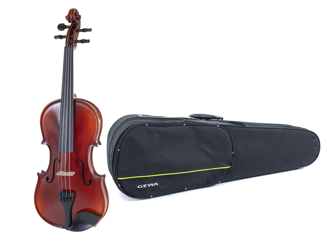 GEWA Violin Ideale - 4/4 para zurdos (Lista para tocar, incluye case moldeado, sin arco, con cuerdas Larsen Aurora, asegurada para el transporte)