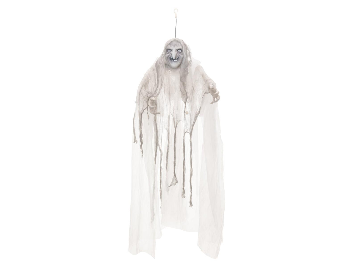 Bruja de Halloween, blanca, animada, 170 cm
