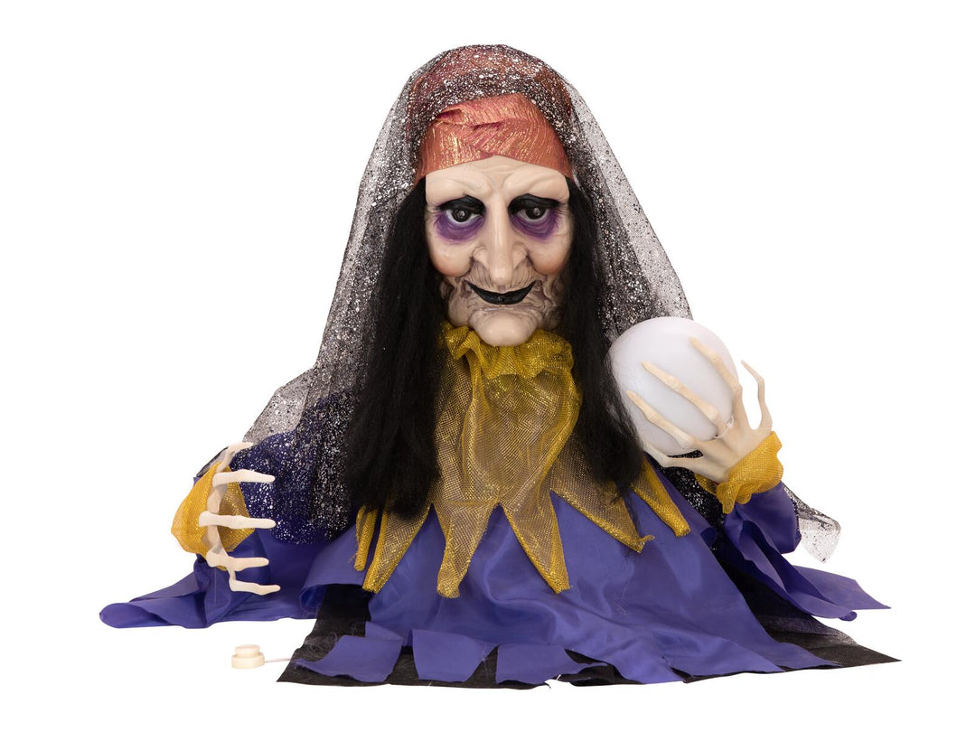 Figura de Halloween adivina con bola de cristal, animada, 40 cm