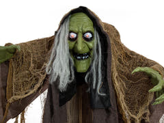Halloween-figur pukkelrygget heks, animeret, 155 cm