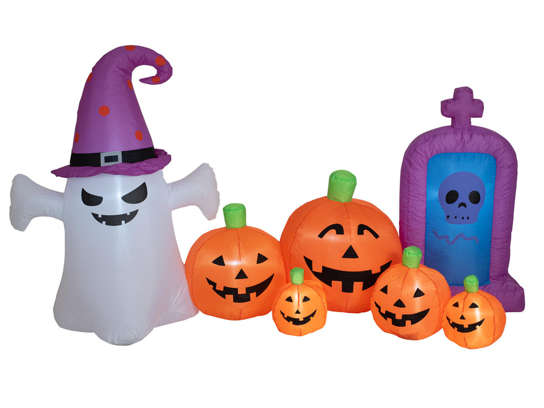 Halloween oppustelig figur spøgelse med græskar, 128 cm