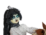 Figura de Halloween, niña en caballo balancín, animada, 72 cm
