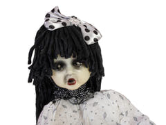Figura de Halloween, niña en caballo balancín, animada, 72 cm