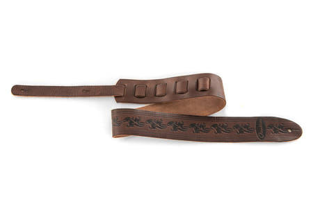 Correa de guitarra Ovation Premium de cuero, Leaf, Chocolate