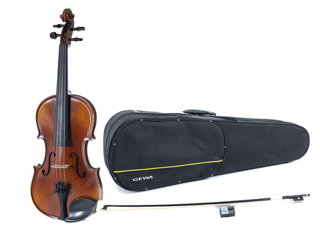 GEWA Violines Allegro - 4/4 para zurdos (Listo para tocar, incluye estuche con forma, arco de carbono, cuerdas Larsen Aurora, asegurado para el transporte)