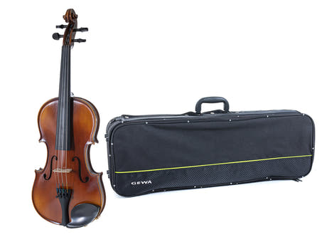 GEWA Violines Allegro - 4/4 para zurdos (listo para tocar, incl. estuche de violín, sin arco, con cuerdas Larsen Aurora, protegido para el transporte)