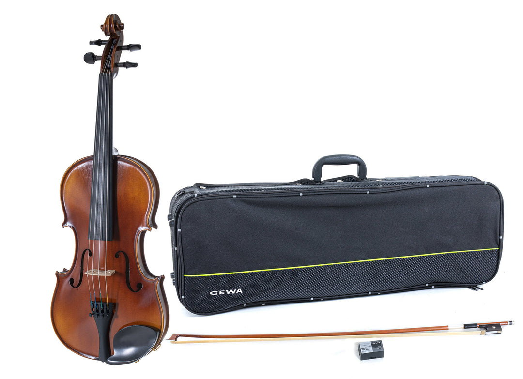 GEWA Violin Allegro - 4/4 lefthand (Listo para tocar, incluye case para violín, arco de Massaranduba, cuerdas Larsen Aurora, protegido para el transporte)