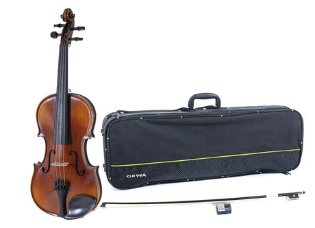 GEWA Violin Allegro - 4/4 para zurdos (Lista para tocar, incluye estuche de violín, arco de carbono, cuerdas Larsen Aurora, asegurada para el transporte)