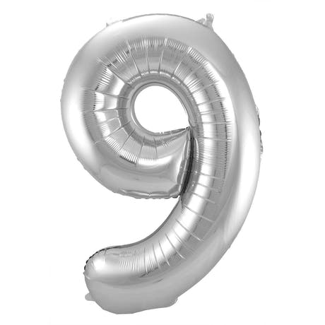 Globo de Foil Número 9 (Plata, 86 cm)