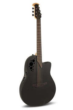 Ovation guitarra electroacústica Elite TX Mid Cutaway - Black Textured (1778TX-5-G)