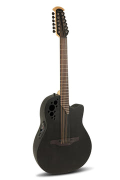 Ovation Guitarras electroacústica Elite TX Deep Contour Cutaway de 12 cuerdas - Black Textured (2058TX-5-G)