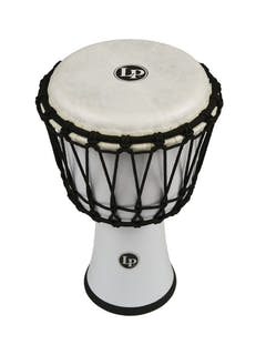 Latin Percussion Djembé World de 7 pulgadas con afinación mediante cuerda Circle - White (LP1607WH)