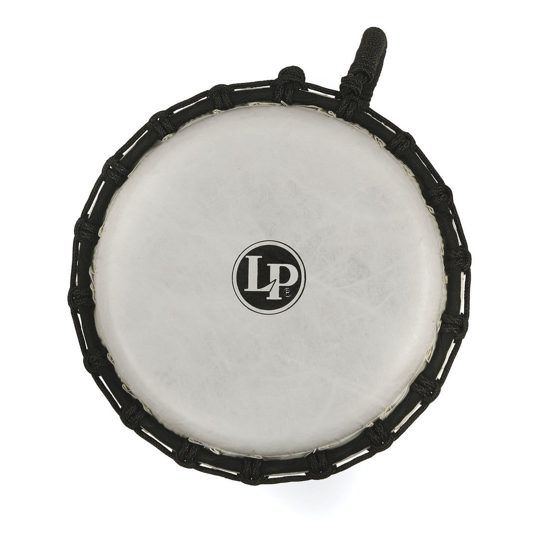 Latin Percussion Djembé World de 7 pulgadas con afinación mediante cuerda Circle - White (LP1607WH)