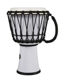 Latin Percussion Djembé World de 7 pulgadas con afinación mediante cuerda Circle - White (LP1607WH)