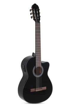 VGS Student Black guitarra clásica 4/4, electroacústica, negra, cutaway