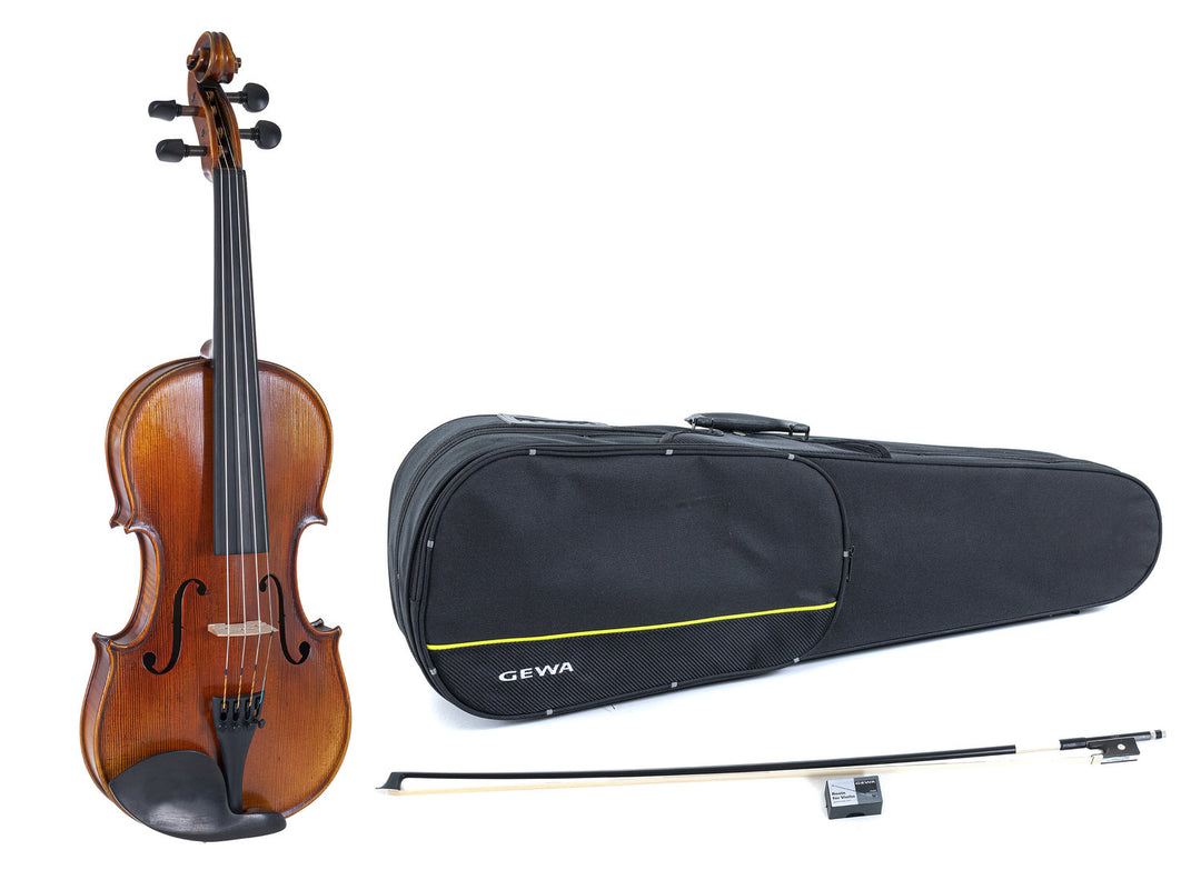 Violines GEWA Maestro 2 - 1/4 (Listo para tocar, incluye estuche moldeado, arco de carbono y cuerdas Larsen Aurora, protegido para el transporte)