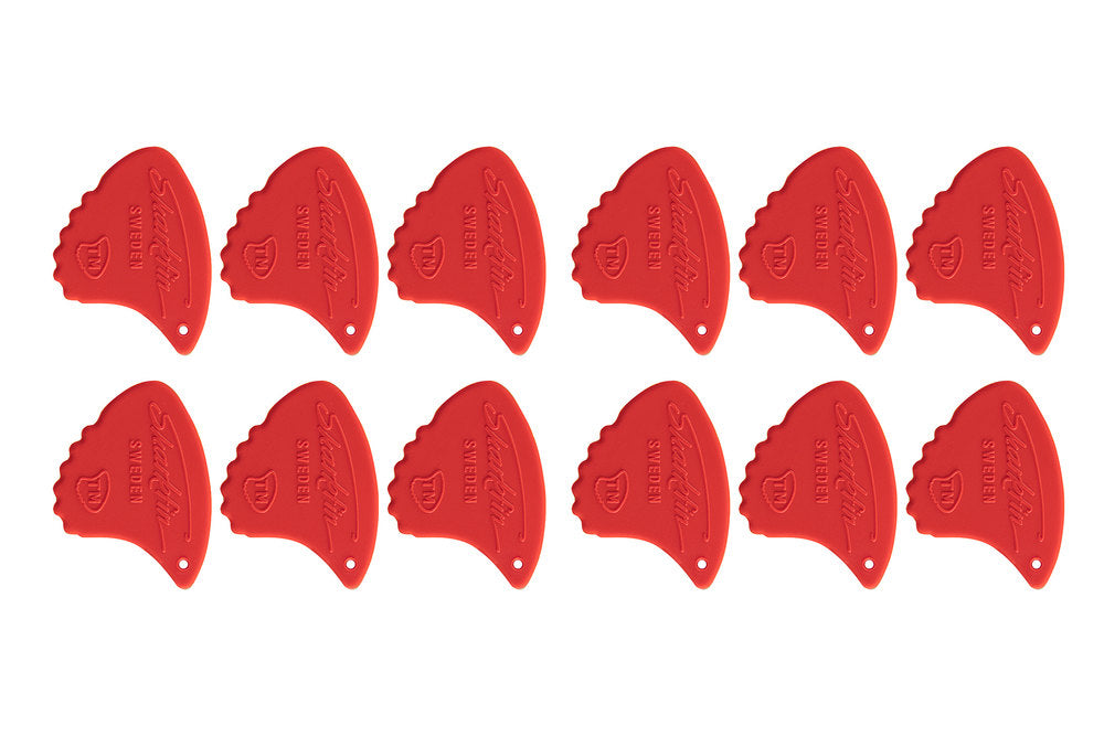 Púas Shark Fin Relief, 0,55 mm blandas, rojas, 12 unidades