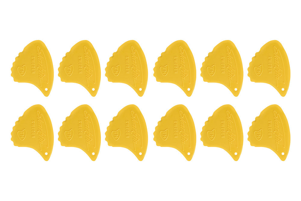Púas Shark Fin Relief, 0,65 mm medium, amarillas, 12 unidades