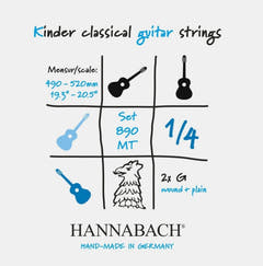 Hannabach Cuerdas para Guitarras clásica Serie 890 1/4 guitar for children Duel: 49-52 cm - set de 2 cuerdas G (890MT 1/4)