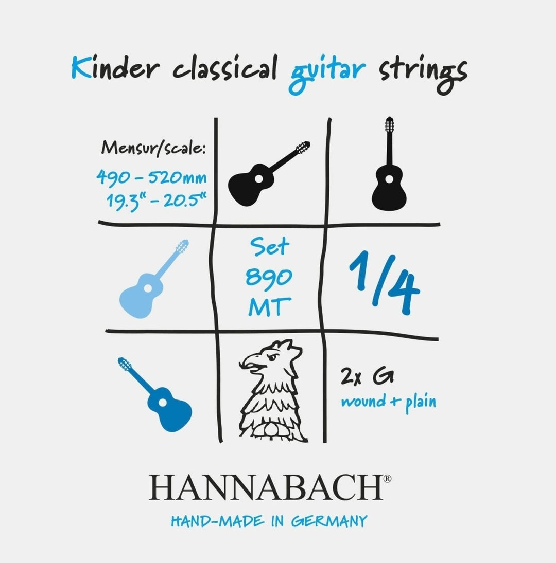 Hannabach Cuerdas para Guitarras clásica Serie 890 1/4 guitar for children Duel: 49-52 cm - set de 2 cuerdas G (890MT 1/4)