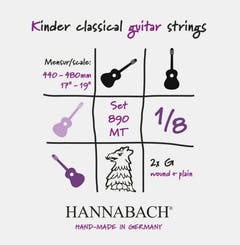Cuerdas Hannabach para guitarras clásicas Serie 890 1/8 guitarra infantil Duel: 44-48 cm - Set de 2 cuerdas G (890MT 1/8)