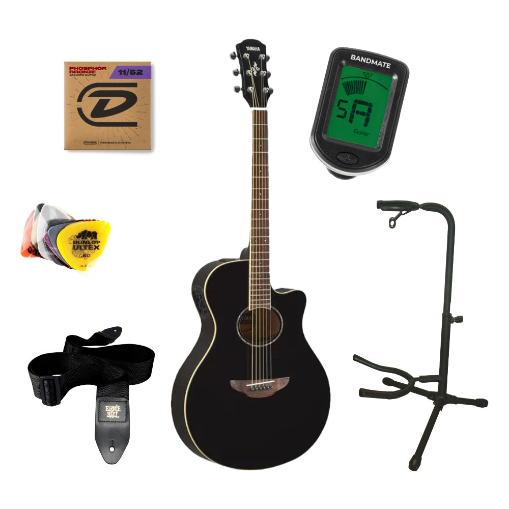 Yamaha APX600 Paquete de inicio de Guitarras Western (Negro)