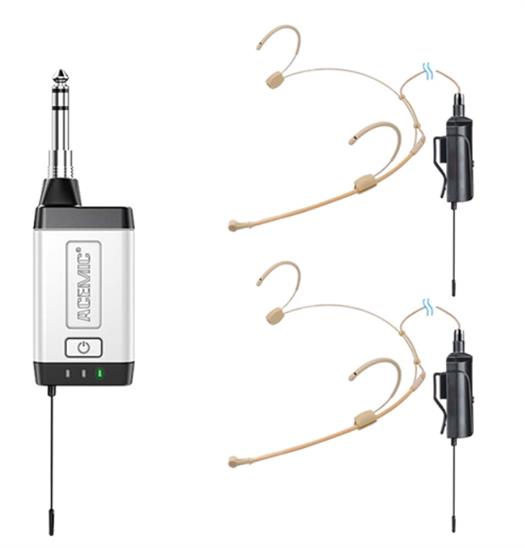 Acemic Q2/H1 2 micrófonos inalámbricos headset y 1 receptor