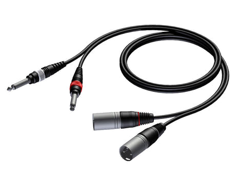 ProCab signalkabel 2 x XLR han > 2 x Jack - 1,5 m