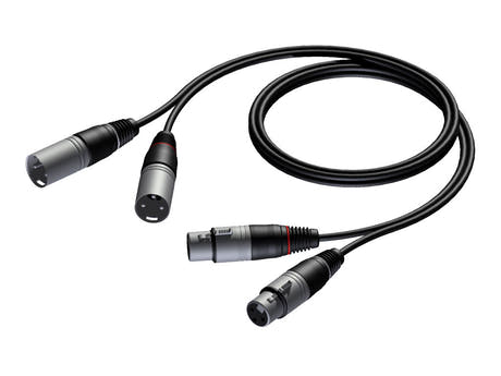 ProCab 2 x XLR hembra > 2 x XLR macho - cable de señal de 1,5 m