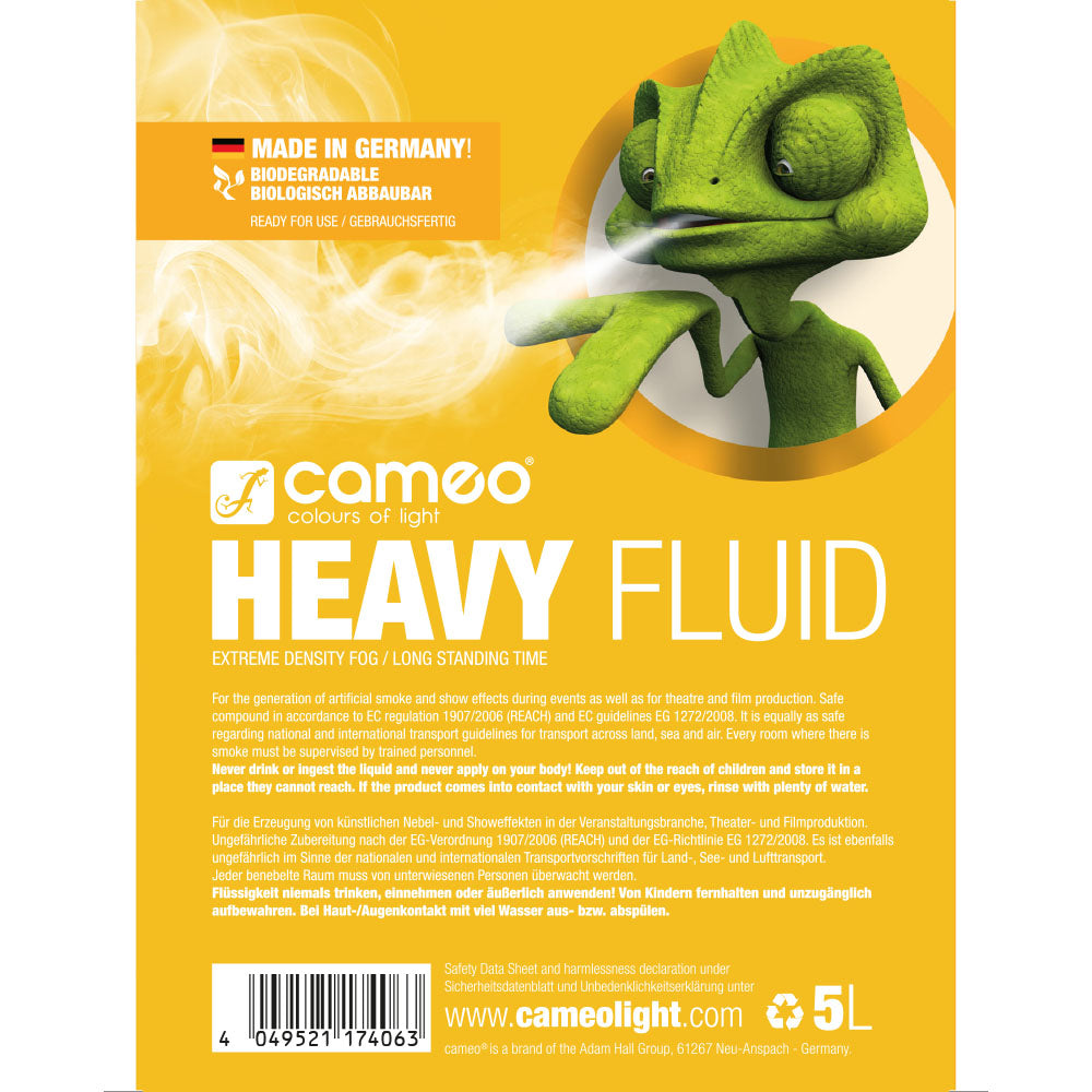 Cameo HEAVY FLUID 5 L - Líquido de haze de muy alta densidad y tiempo de suspensión muy largo 5 L