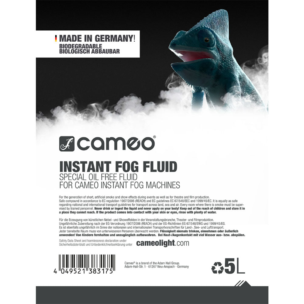 Cameo INSTANT TÅGEVÆSKE 5 L - Líquido de haze sin aceite para máquinas de haze Cameo INSTANT 5 L