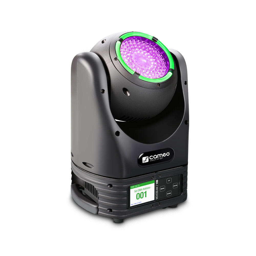 Cameo MOVO BEAM Z100 - Cabeza móvil beam con rotación ilimitada, aro LED y zoom