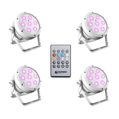 Cameo ROOT® PAR 4 WH SET 1 - Set incl. 4 x CLROOTPAR4WH incl. mando a distancia IR (CLPFLAT1REMOTE)