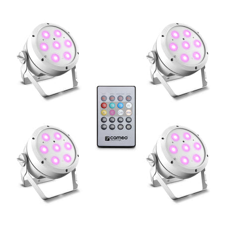 Cameo ROOT® PAR 4 WH SET 1 - Set incl. 4 x CLROOTPAR4WH incl. mando a distancia IR (CLPFLAT1REMOTE)