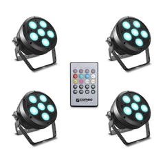 Cameo ROOT® PAR 6 SET 1 - Set incl. 4 x CLROOTPAR6 incl. mando a distancia IR (CLPFLAT1REMOTE)