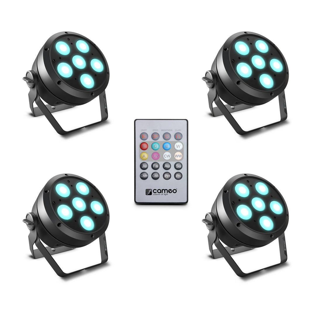 Cameo ROOT® PAR 6 SET 1 - Set incl. 4 x CLROOTPAR6 incl. mando a distancia IR (CLPFLAT1REMOTE)