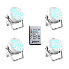 Cameo ROOT® PAR 6 WH SÆT 1 - Set incl. 4 x CLROOTPAR6WH incl. mando a distancia IR (CLPFLAT1REMOTE)