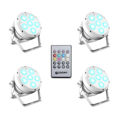 Cameo ROOT® PAR 6 WH SÆT 1 - Set incl. 4 x CLROOTPAR6WH incl. mando a distancia IR (CLPFLAT1REMOTE)