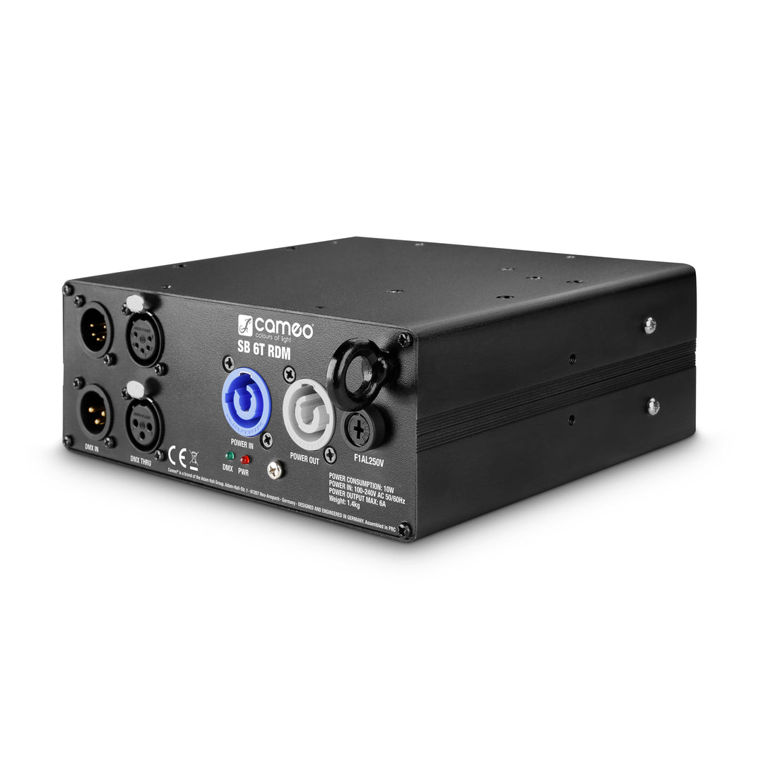 Cameo SB 6 T RDM - Splitter/booster DMX/RDM de 6 salidas con conectores de 3 y 5 pines