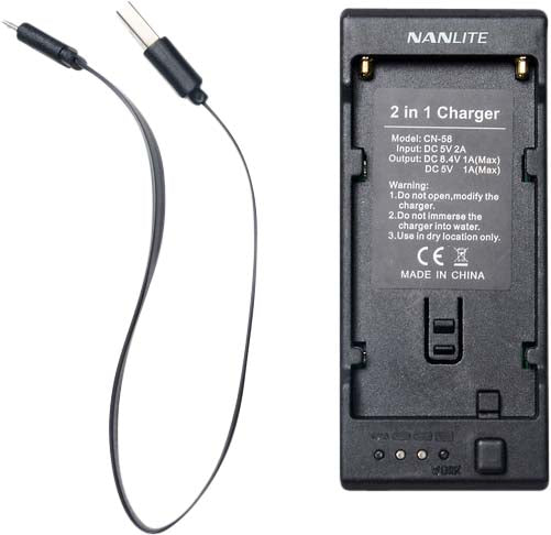 Nanlite CN-58 2-1 Cargador para baterías tipo NP