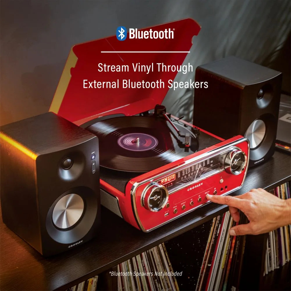 Tocadiscos Crosley Powel CR6047A 7 en 1 con Bluetooth, CD y radio