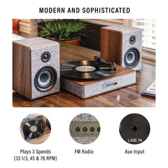 Tocadiscos Crosley Arya con altavoces, Gray