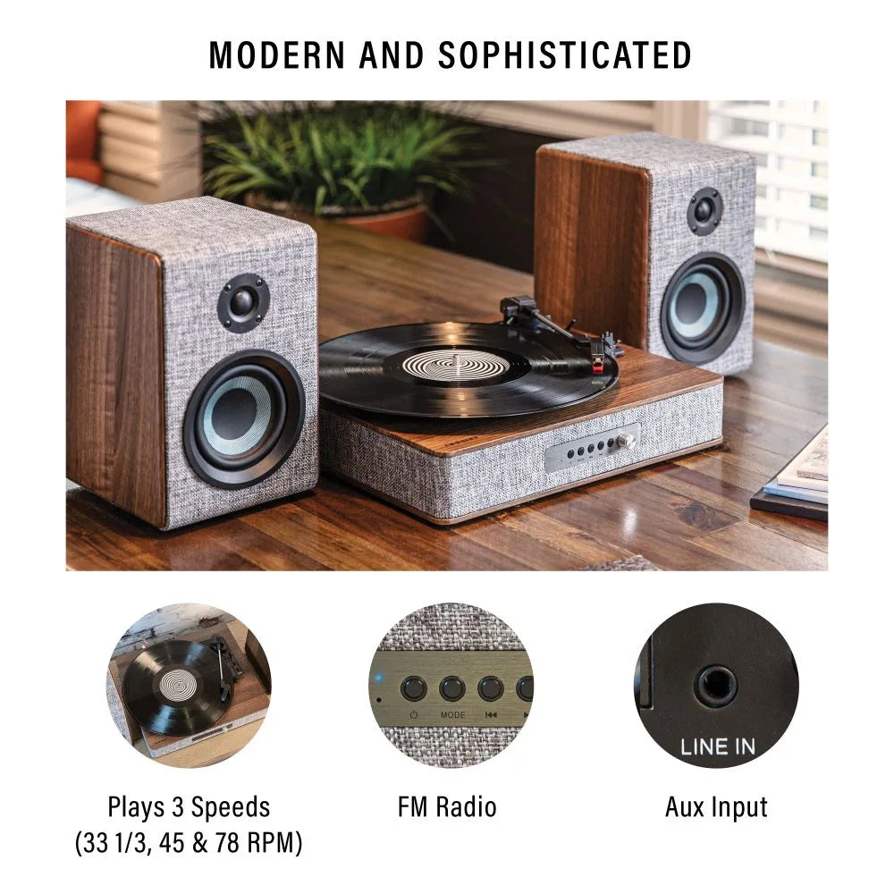 Tocadiscos Crosley Arya con altavoces, Gray