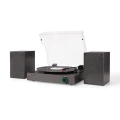 Crosley Zane Tocadiscos con altavoces, Negro