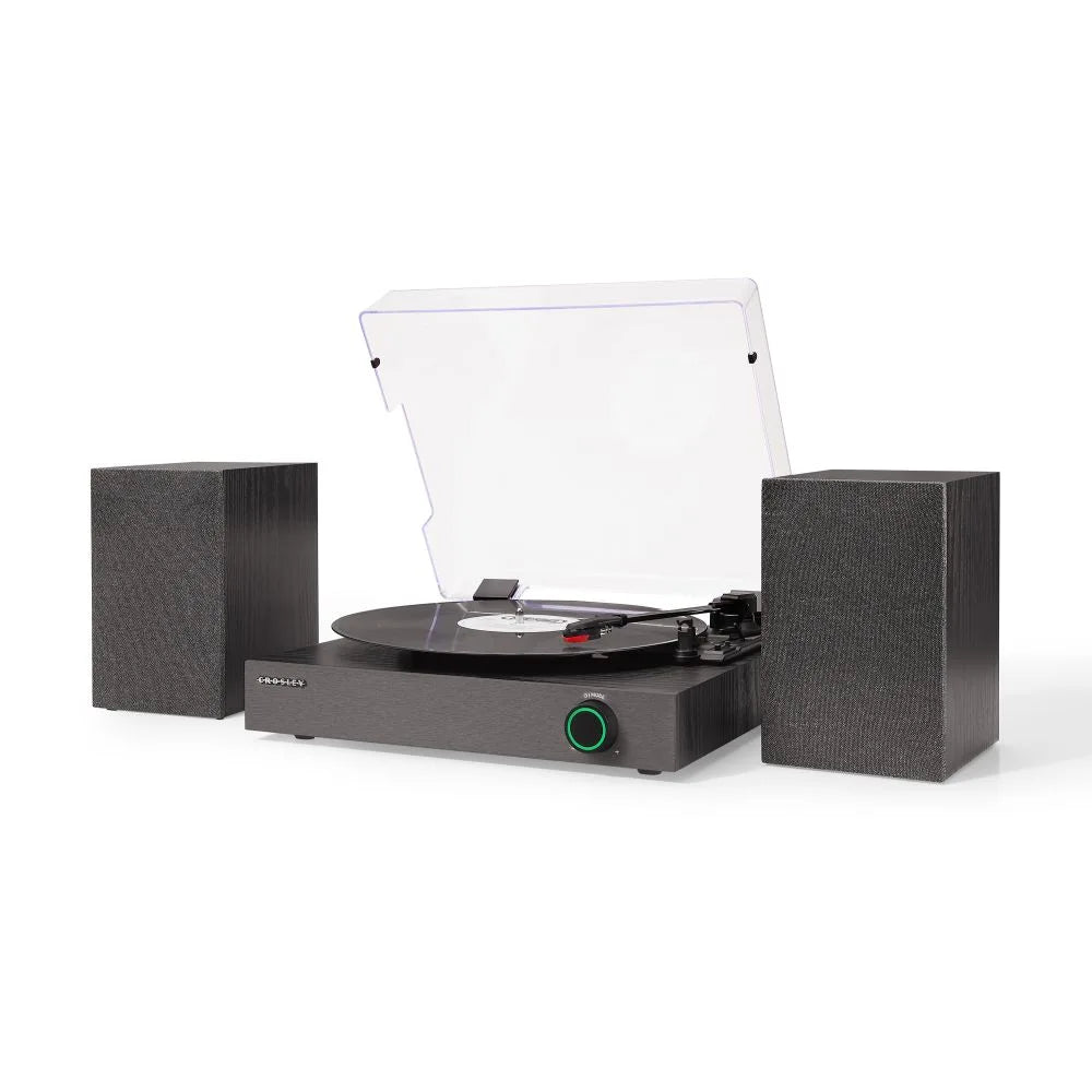 Crosley Zane Tocadiscos con altavoces, Negro