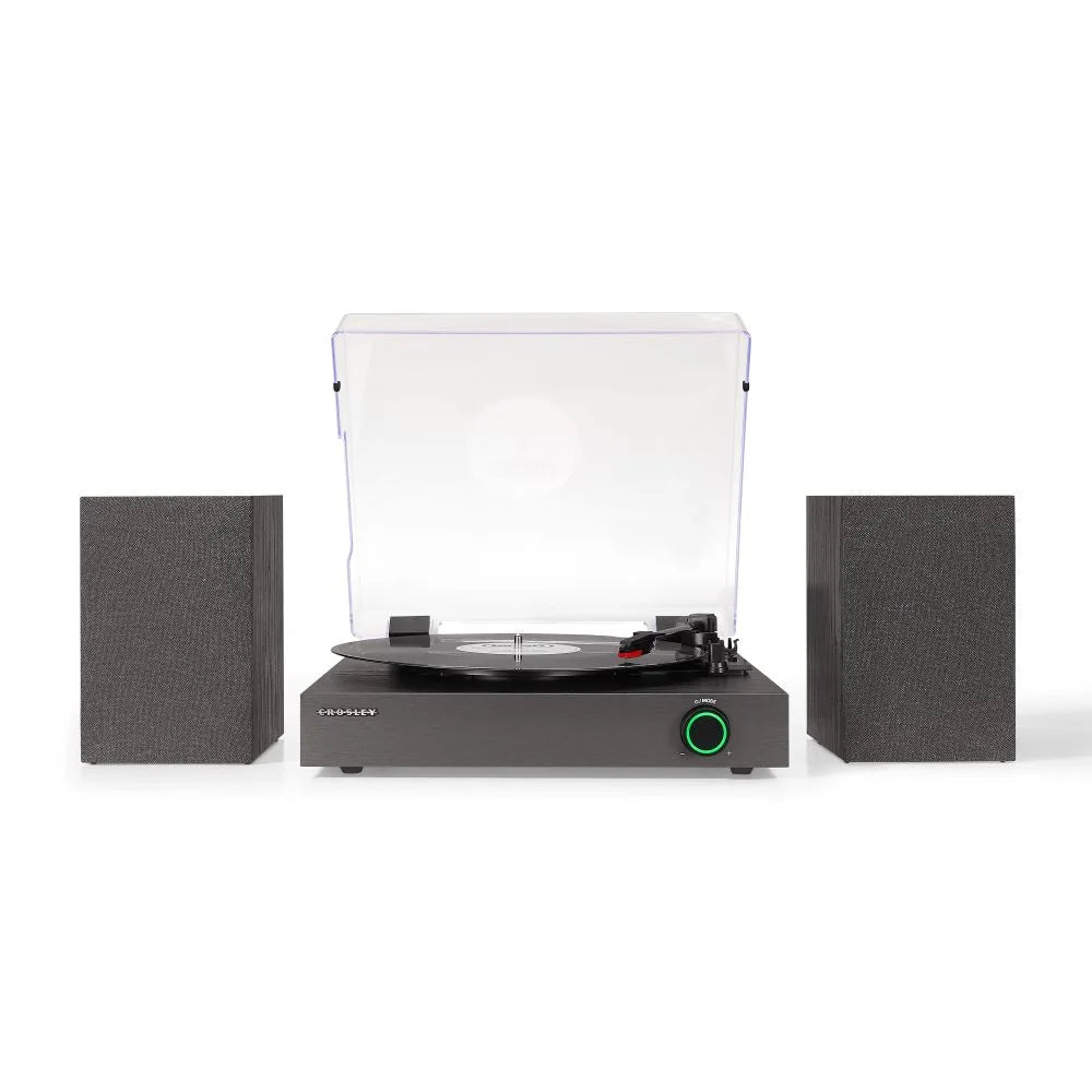 Crosley Zane Tocadiscos con altavoces, Negro