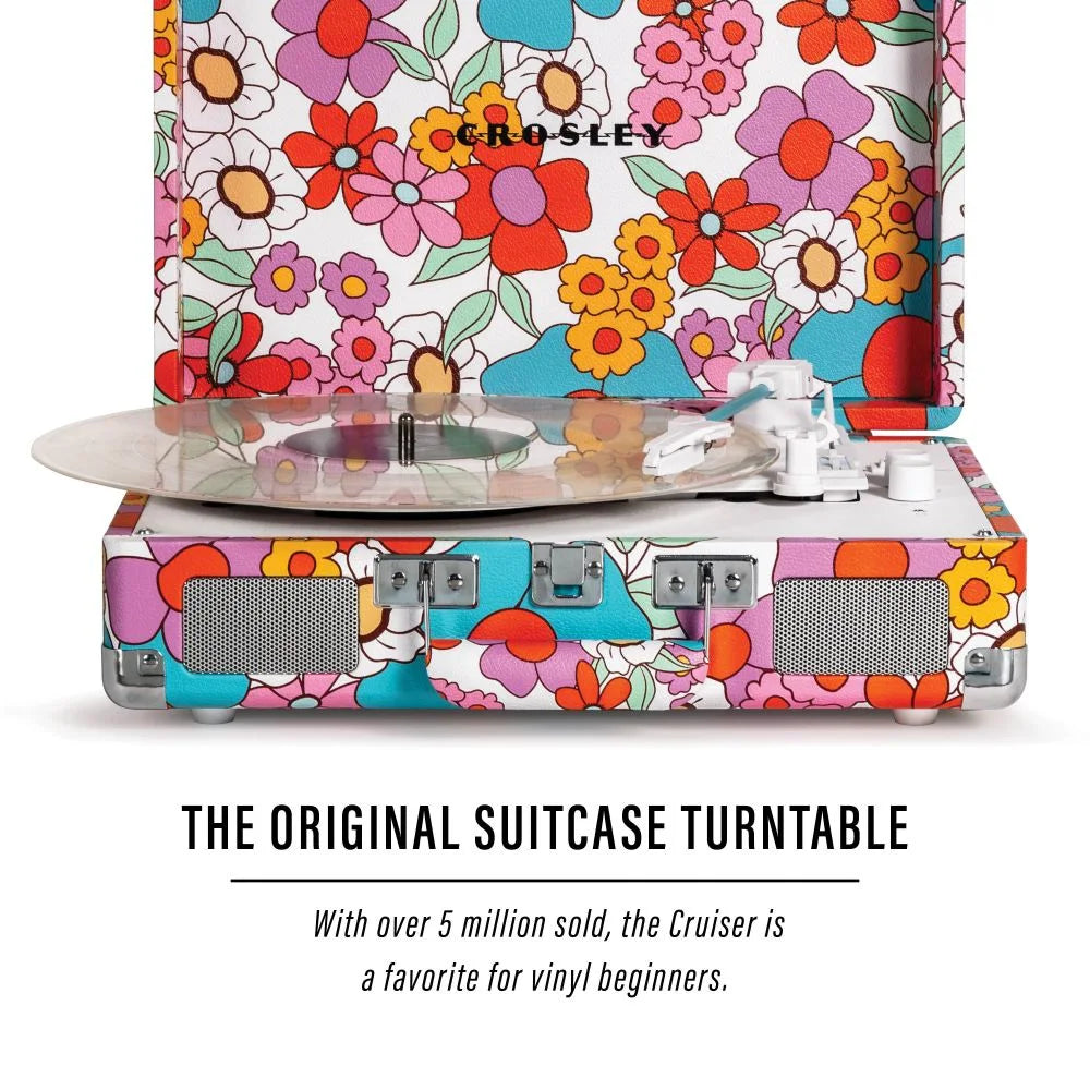 Crosley Cruiser Plus Tocadiscos Bluetooth bidireccional (Groovy Floral)