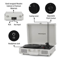 Crosley Cruiser Plus Tocadiscos Bluetooth bidireccional (White Sand)