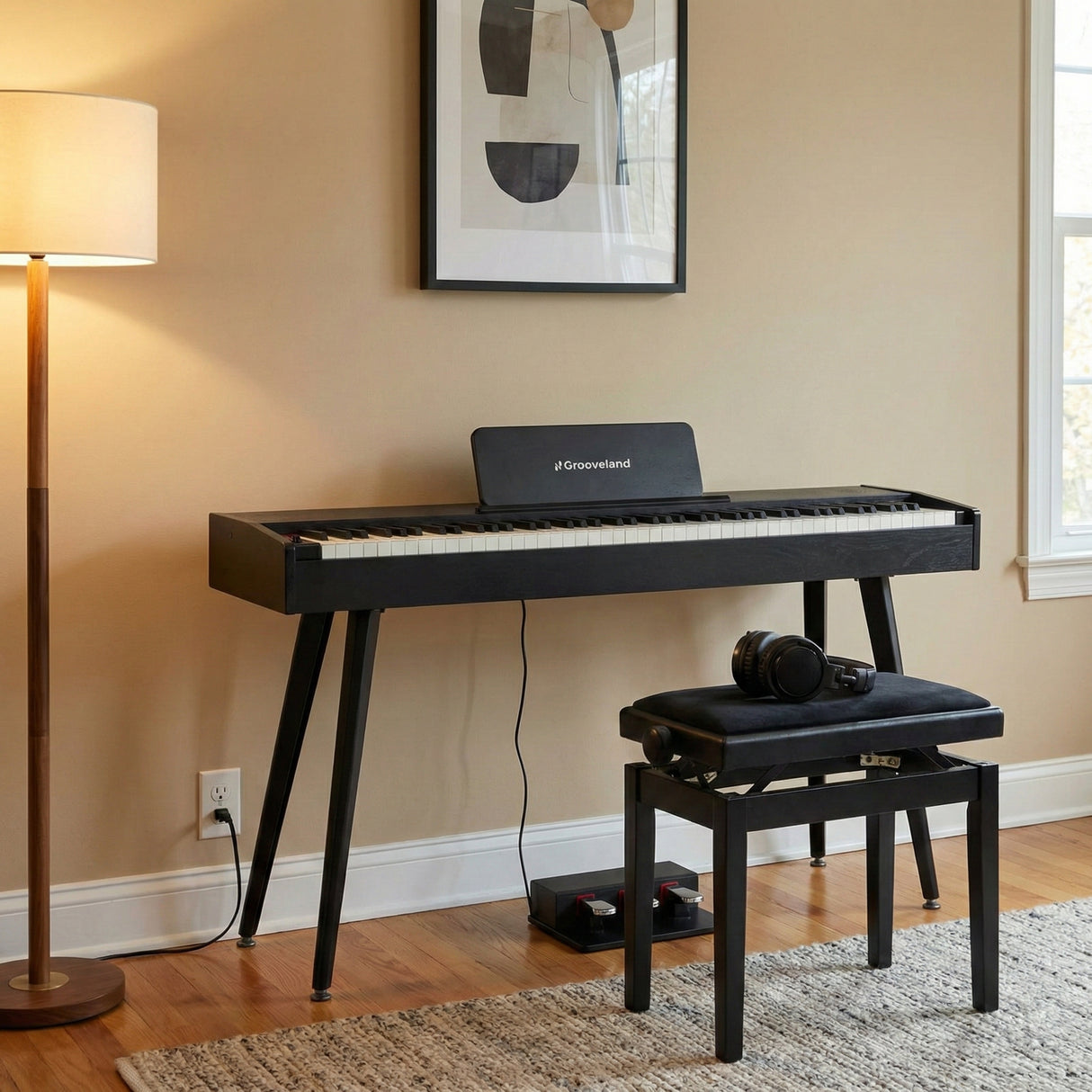 Grooveland DDP-140 Piano digital (Negro) Bundle