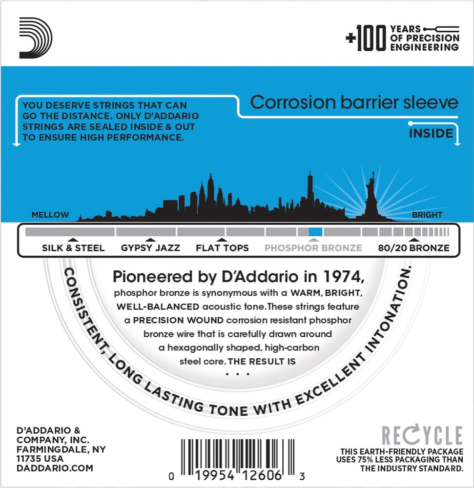 Daddario EJ16-3D Phosphor Bronze Guitar Strings (Light 12-53) 3-Pak